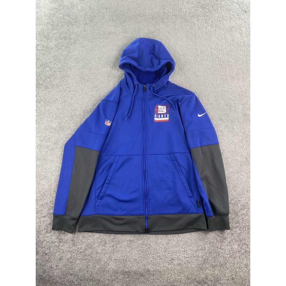 New York Giants Jacket Men Large Blue Nike Dri Fit On Field Apparel Logo Hoodie